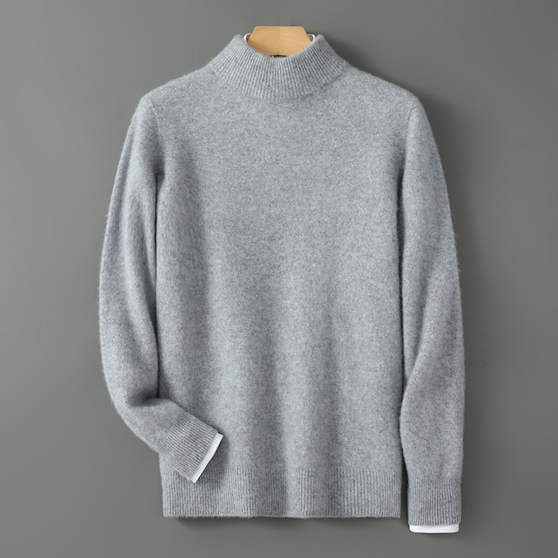 Men's 100% Pure Wool Turtleneck Long-Sleeved Pullover Sweater Warm and All-Match Sweater